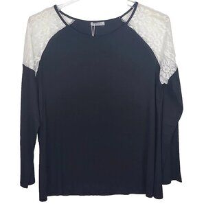 Hotouch Women Tops Black & White Long Sleeve Stretch Light Weight XXL